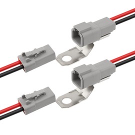 Guslcez DTP 2 Pin Waterproof Connector with 12 AWG Cable, Automotive Electrical Connector Plug Kit (Male & Female) for Car, Truck, Boat, LED Light (2 Pairs)