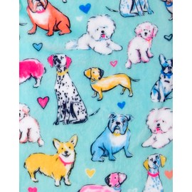 iscream Big Girls Playful Print Silky Soft Plush Shorts - Preppy Pups, Medium (10/12)