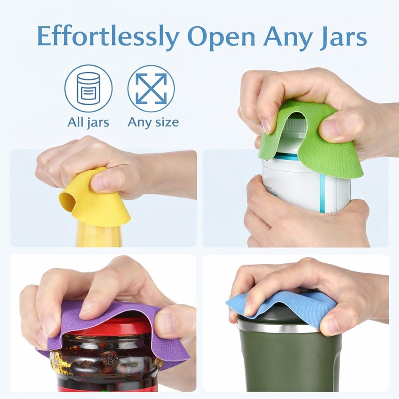 Rubber Jar Opener Pads Set of 4, Round Heat-Insulated Non-Slip
