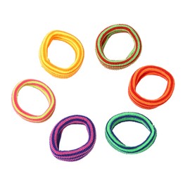 Estele Multicolor Plain Elastic Pony Tail Hair Rubber Bands for Womens/girls (Pack of 6), 1 count (Pack of 6), Synthetic Fiber, No Gemstone