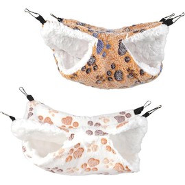 Double-Layer Pet Cage Hammock for Small Animals, 2 Pack Double-Layer Pet Cage Hammock, 2-Layer Soft and Fluffy Guinea Pig Hanging Bed,Soft Fluffy Hanging Bed for Guinea Pigs, Rats, Hamsters