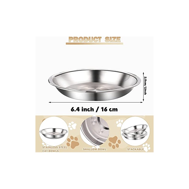 12 cuencos de acero inoxidable para gatos poco profundos, platos