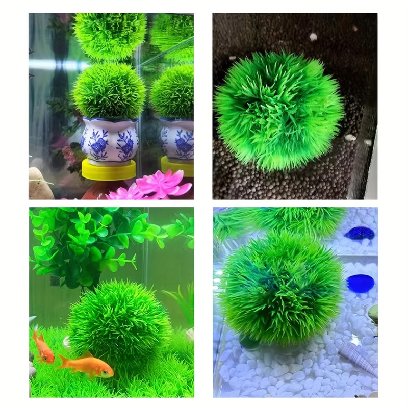 WEKVLPTH 2 Pack Aquarium Plastic Plants Grass Ball, Artificial Marimo
