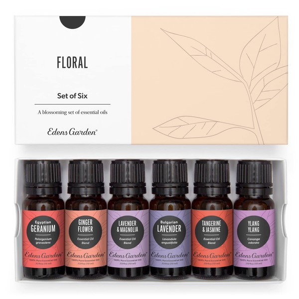 Edens Garden Floral Essential Oil 6 Set, Best 100% Pure Aromatherapy Bouquet Kit (for Diffuser & Therapeutic Use), 10 ml