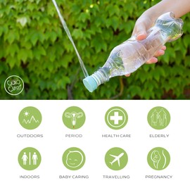 CuloClean Bidé De Mano para WC. Hecho en España. El bidet portátil más discreto. Compatible con cualquier botella de plástico. Ducha sanitaria o de viaje, tapón acoplable. (6pcs Colores)