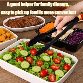 12 Pack Large Plastic Serving Tongs for Buffet - Plastic Serving Utensils for Hot and Cold Food - Reusable Kitchen Serving Tongs for Parties, Holidays and Gatherings