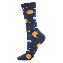 MeMoi Planetarium Rayon Blend Novelty Crew Socks Navy 9-11