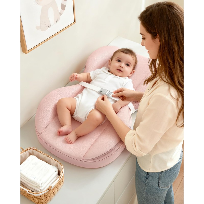 Baby Changing Pad with Waterproof & Wipe-Clean, Non-Slip Foldable PU