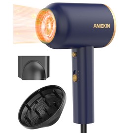 ANIEKIN Blow Dryer with Diffuser,1875W Professional Ionic Hair Dryer for Travel, Portable Dryers and Accessories for Women Curly Hair