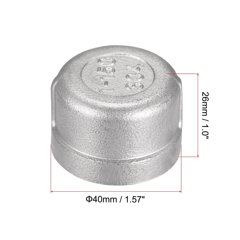 sourcing map 304 Stainless Steel Pipe End Cap Fitting 1