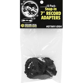 (10) Flat Black Plastic Record Adapters - Snap in Inserts to Make 7" 45rpm Records Fit on Standard Vinyl Record Turntables #07MR10BK