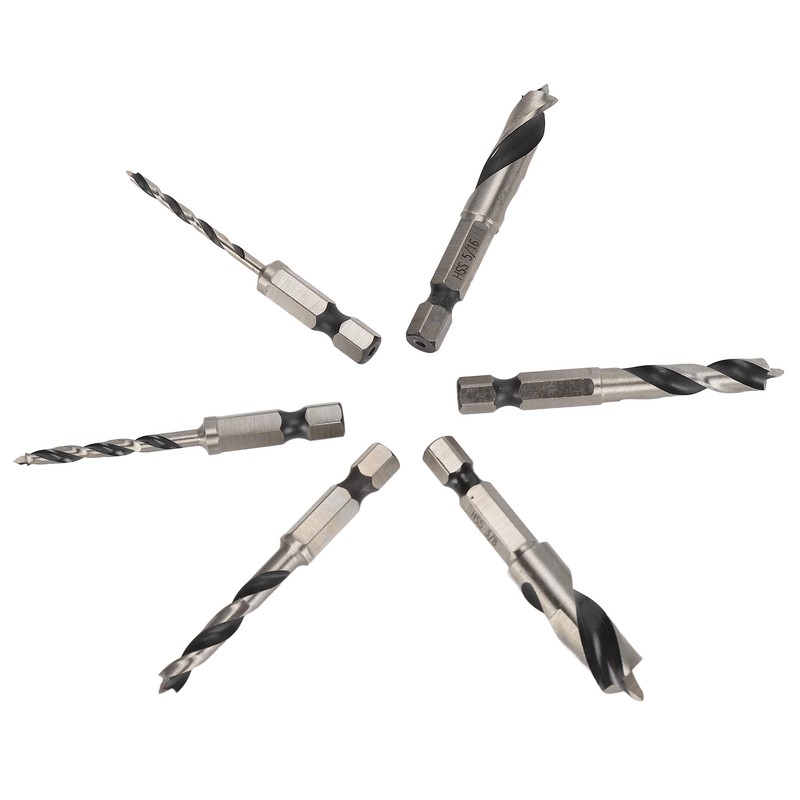 6Pcs 3 Point Drill Bit High Speed Steel Imperial Wood
