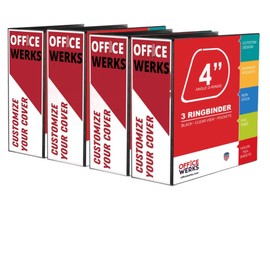 3 Ring Binder, Professional Angle D Ring Binder 4 Inch, Presentation Folder for Standard Pages 8.5 x 11 with Pockets, Crystal Clear View Black Binder (4 Pack)