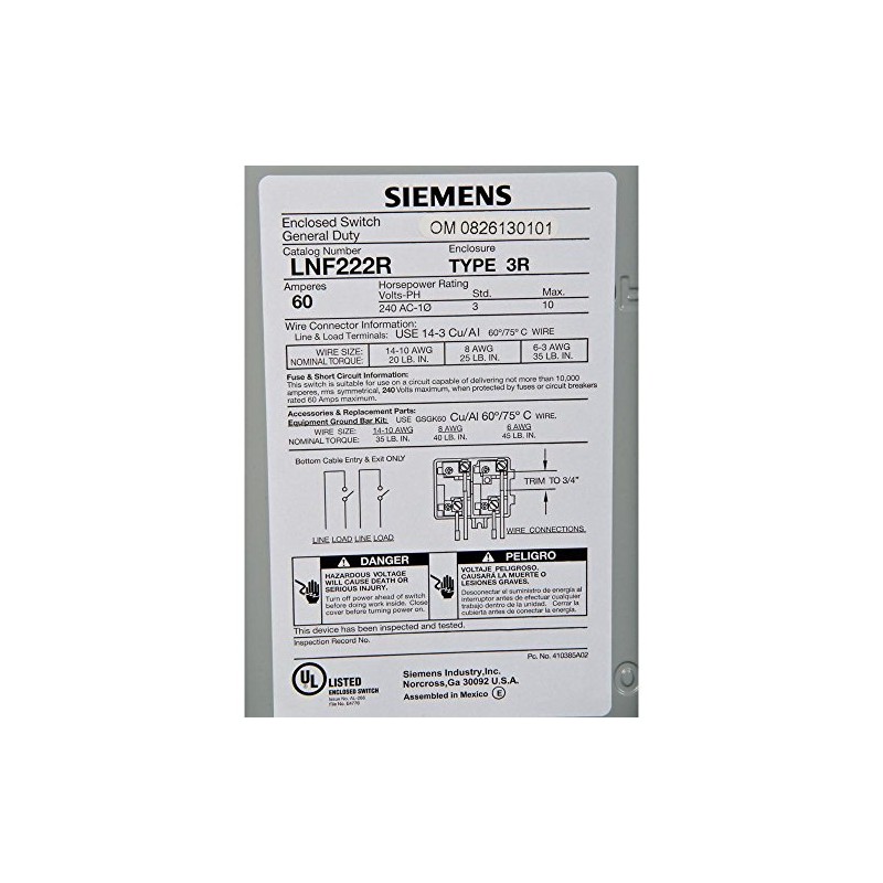 60 Amp Non Fusible Safety Switch
