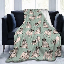 Gbuzozie Cute Dogs Fleece Blanket Lightweight Ultra-Soft Pug Lovers Throw Blanket for Sofa Couch Bed Camping Travel - Super Soft Cozy Microfiber Blanket 50"X40"