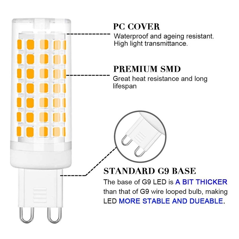 SumVibe G9 LED Bulb 6W, 60W G9 Halogen Bulb Replacement,