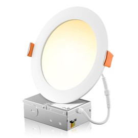 FREELICHT 1 Pack 6 Inch 5CCT Ultra-Thin LED Recessed Ceiling Light with Junction Box, 2700K/3000K/3500K/4000K/5000K Selectable, 1050LM Brightness, 12WEqv110W, ETL&FCC