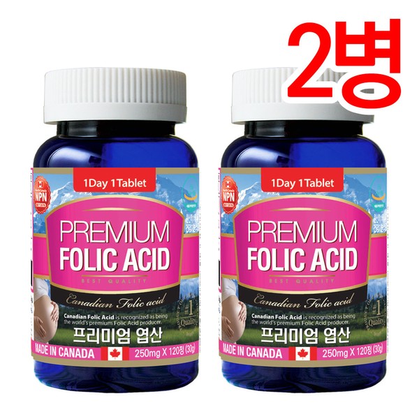 Whole Life Canada Premium Folic Acid (250mgx120 tablets - 4 months) 2 bottles / 통라이프  캐나다 프리미엄 엽산 (250mgx120정-4개월) 2병