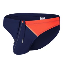 ZONBAILON - Traje de baño sexy para hombre, traje de baño con cordón ajustable para deportes de playa, marino, Large