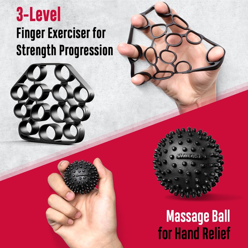 FitBeast Grip Strength Trainer, Hand Gripper Strengthener Kit - 6