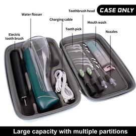 SMYV Water Flosser Travel Case, Portable Dental Oral Irrigator Travel Organizer, Hard Eva Storage Bag for Flosser, Electric Toothbrush, Toothpaset and Irrigator Accessories (Case Only) - Green