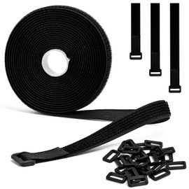 5m Adjustable Cable Straps with 25 Buckles, Cut-to-Length Cinch Strap,Reusable Fastening Nylon Securing Cord Ties for Cable Tidy, Wire Management, Cord Organiser (2cm x 5m)