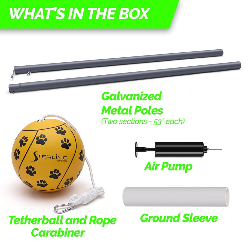 STERLING Sports Heavy Duty Tetherball Set with Pole, Ball &