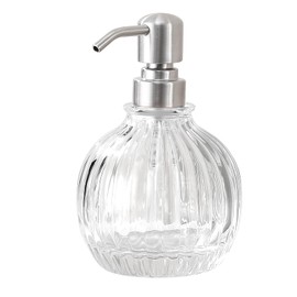 Ximlike Round Bathroom Soap Dispenser Brushed Nickel Pump, Glass Bottle with Stainless Steel Pump Liquid Soap Dispenser Sphere Countertop Hand Kitchen