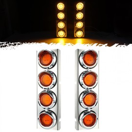 Partsam Trailer Truck Front Air Cleaner Light Bar Bracket Lights 2" Inch 36-2538 LEDs with Visor Amber Lens Amber Light for Western Star Freightliner Peterbilt Kenworth Semi 1 Pair Left+Right