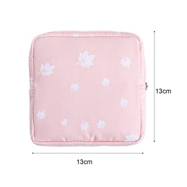 Jagowa 1 Piece Sanitary Napkin Storage Bag, Sanitary Holder Bag 5x5 inches with Zipper First Period Bag Cute Storage Pocket for Girls/Women/Ladies (Maple Leaf)