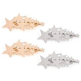 4 Pcs Vintage Star Hair Barrettes Snap Hair Clips Star Hair Pins for Women(Gold and Sliver)
