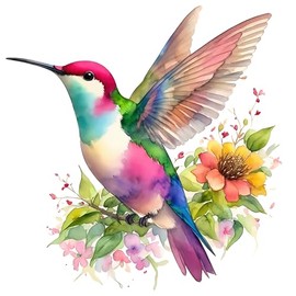 Fabric Panel 14"x14" Hummingbird 100% Cotton Quilting Panel Square AM1502