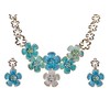 Alilang Golden Tone Enamel Clover Flower Crystal Rhinestone Earring Necklace