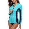 Charmo Ladies Zipper UV Protection Rash Vest Long Sleeve Athletic