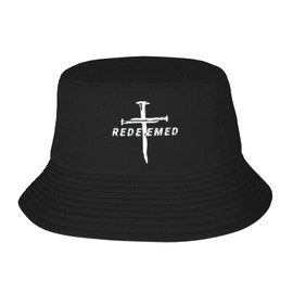 Jesus Christ Christian Redeemed Cross Nails Bucket Hat for Men Women Fishing Hats Sun Fisherman Cap for Her Him Wife Husband Summer Vacation Travel Beach Outdoor