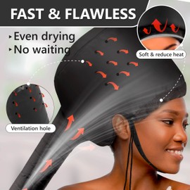 Net Plopping Cap for Drying Curly Hair - Hair Dryer Bonnet Diffuser Cap for Curly, Speeds Up Drying Time, Safety Deep Conditioning at Home - Portable, Adjustable for Natural Curly Hair Women