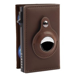 ＴＩＺＹＦＦ Smart Airtag Wallets for Men, Coffee Leather AirTag Wallet with RFID Blocking Pop-Up Card Holder Cash Credit Card Wallet for Men/Woman (No Airtag Included)