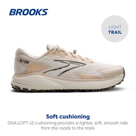 Brooks Women’s Divide 5 Trail Running Shoe - Coconut/Almond Peach/Falcon - 6.5 Medium