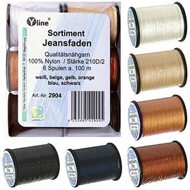 Assorted 6 Spools of 100 m Quality Sewing Thread Denim Thread Various Colours Ne 25.3/2 100% Nylon for Sewing Machine 2904