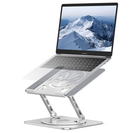 Axbima Adjustable Laptop Stand for Desk-360° Rotating Foldable Laptop Holder Ergonomic Laptop Riser for MacBook Pro/Air Dell HP Lenovo Notebook up to 16",Silver