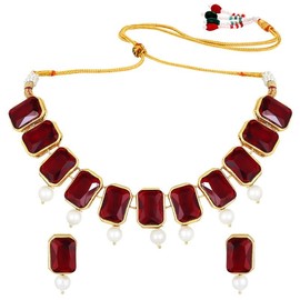 Aheli Exquisite Wedding Party Wear Necklace Earring Set Indian Ethnic Festive Bollywood Jewelry Gift for Women Maroon
