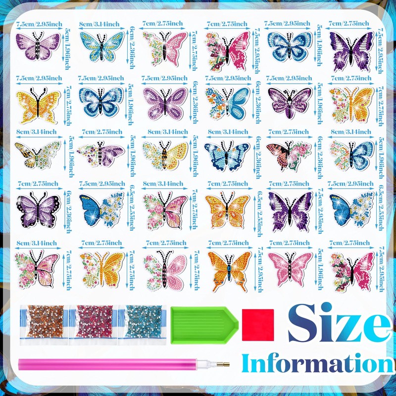 Copkim 30 Pcs Refrigerator Diamond Art Magnets Easy Diamond Art