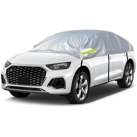 Half Car Cover Waterproof, Universal Car Top Cover for Outdoor Indoor Snowproof Dustproof UV Resistant All Weather(for SUVs Up to 4.5-5.5M)