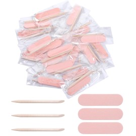 Ajcotahm 20PCS Mini Nail File and Orange Sticks Set for Press on Nails, Disposable Double Sided Nail Files Wooden Cuticle Pusher Sticks, Manicure Pedicure Tools