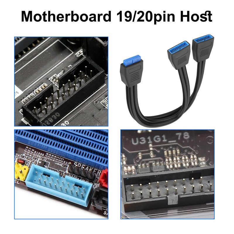 XMSJSIY USB 3.0 Header Splitter Extension Cable 19/20 Pin Y