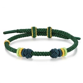 CHOW SANG SANG Hand-woven Knotted Rich Green Rope Bracelet for Women JFB0046, 19cm, Stainless Steel, no gemstone