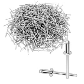 Wavanta 100 Pieces Aluminum Blind Rivets 3.2 x 6mm, Dome Head Aluminum Pop Rivets with Open End for Metal, Storage Box, Furniture, Marine Use