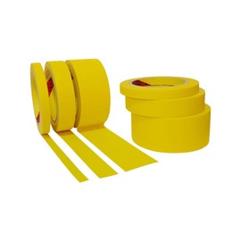 Yellow Painters Tape for Car Paint - Assorted Size Multi Pack 44 Yard - No Residue Automotive Masking Tape for Automotive Paint - Heat Resistant for Paint Booth (1/2 x 1 x 2 Inch - 6 Roll)