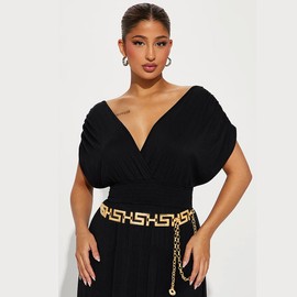 Heyjoin Waist Chain for Women Metal Belly Belt Adjustable Waist Belt for Dress Vest Jeans (Font Gold M)