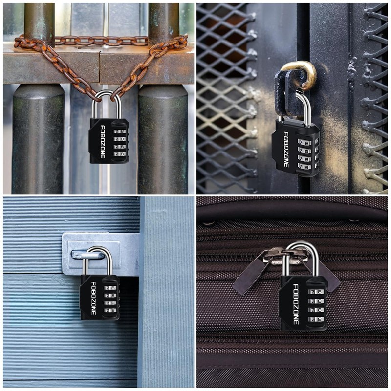 Combination Lock, FOBOZONE 4 Digit Outdoor Waterproof Resettable Code Padlock,for